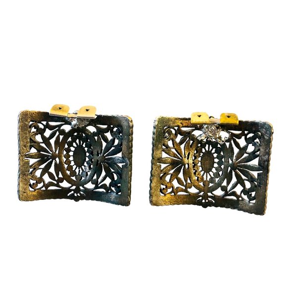 Vintage Shoe Clip Studs Silvertone Heavy Large - Picture 6 of 10